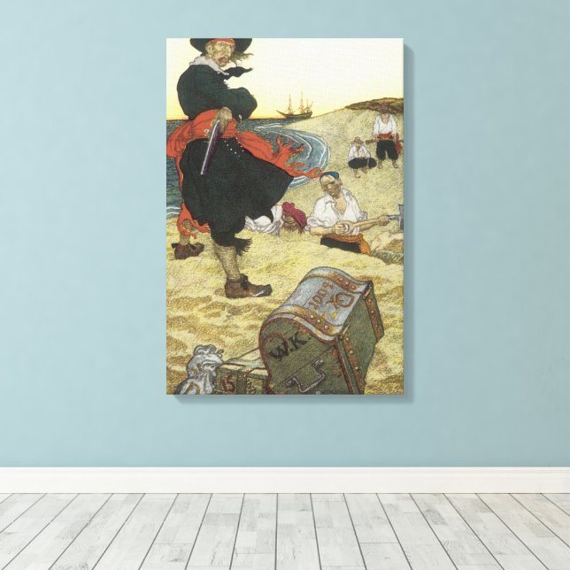 Toile Pirates de légende, William Kidd enterrant un trés (Insitu (Plancher de Bois))