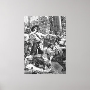 Toile Pirates Vintage se battant et buvant sur le navire