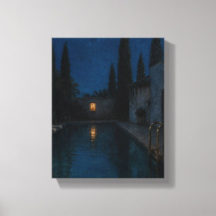 Toile Piscine Cypress à minuit – Art Bleu Maussade