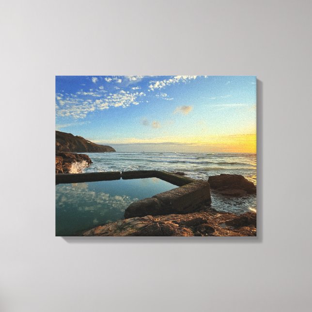 Toile Piscine de plage de Perranporth au coucher du sole (Recto)