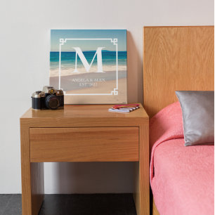 Toile Pittoresque California Beach Photo Mariage Monogra