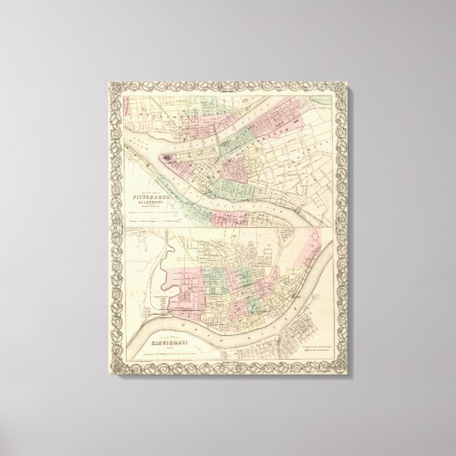 Toile Pittsburgh et Allegheny, Pennsylvanie (Recto)