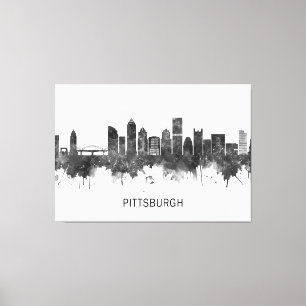Toile Pittsburgh Pennsylvania Skyline BW