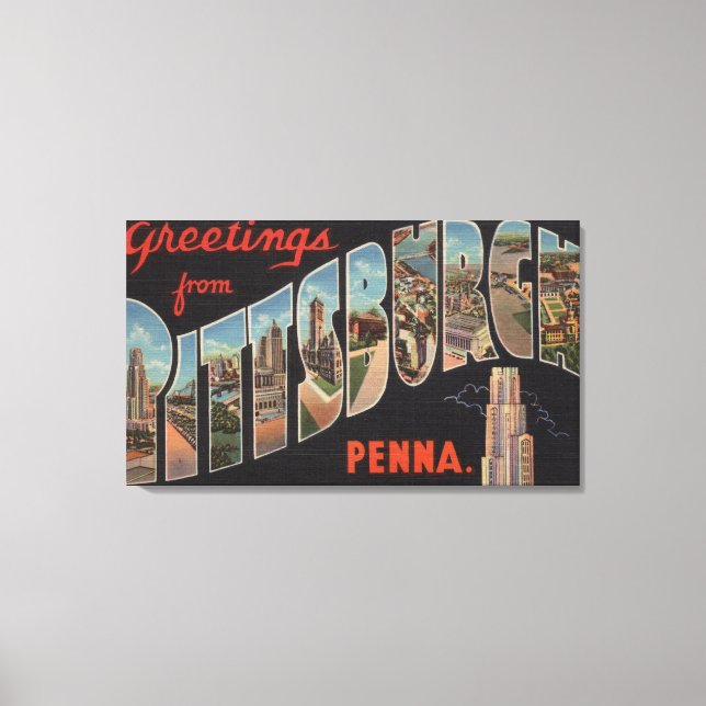 Toile Pittsburgh, Pennsylvanie - Scènes à grandes lettre (Recto)