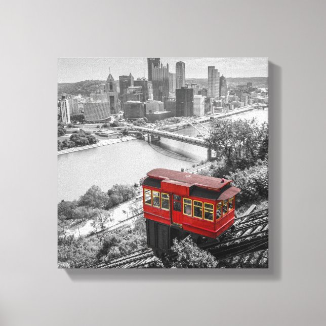 Toile Pittsburgh Steel City Skyline Incline Photographie (Recto)