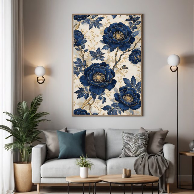 Toile Pivoines Bleues (Créateur téléchargé)