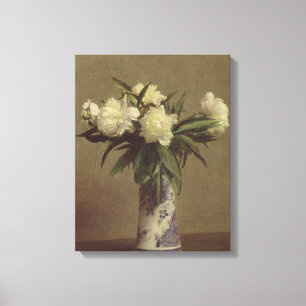 Toile Pivoines dans un vase bleu et blanc