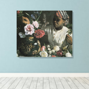 Toile Pivoines de femme africaine par Frédéric Bazille, 