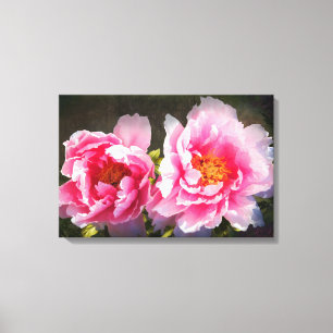 Toile Pivoines parties et roses sécrétées