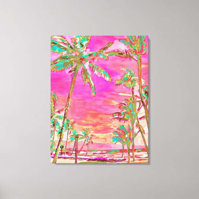 Toile PixDezines Beach/Hawaii/Bay/Rose/Turquoise (Recto)