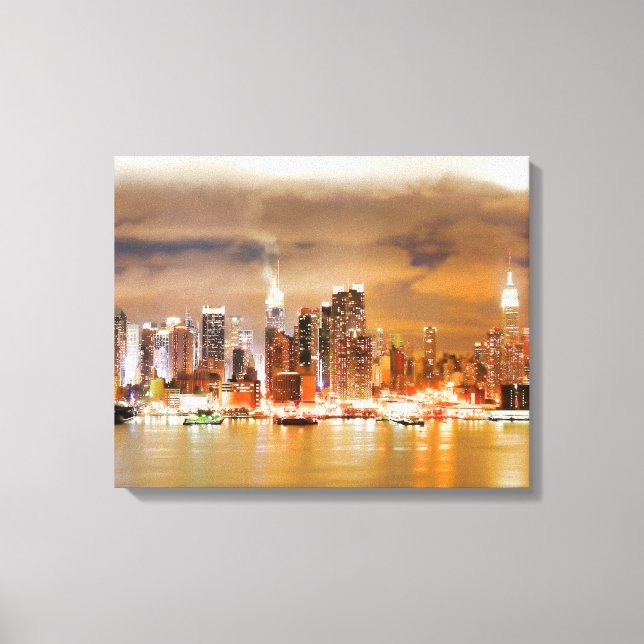 Toile PixDezines NYC Skyline/Manhattan/Night Lights (Recto)