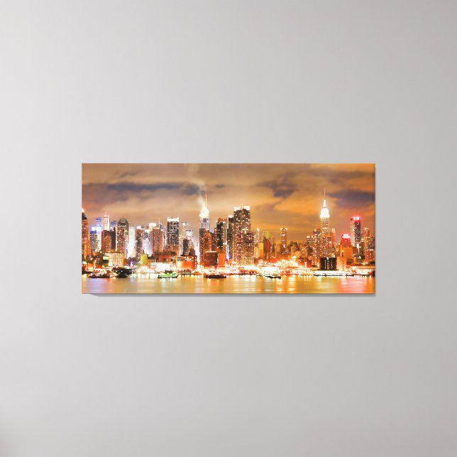 Toile PixDezines NYC Skyline/Manhattan/Night Lights (Recto)