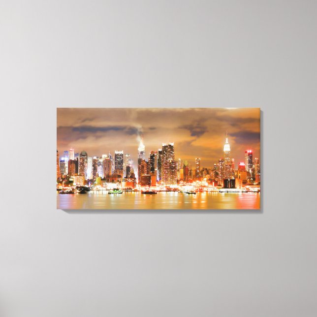 Toile PixDezines NYC Skyline/Manhattan/Night Lights (Recto)