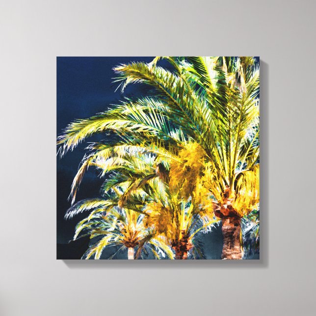 Toile PixDezines Palmiers Date/Midnight Blue (Recto)