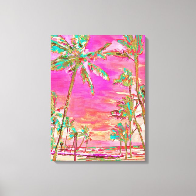 Toile PixDezines Plage/Hawaii/Baie/Rose/Teal (Recto)