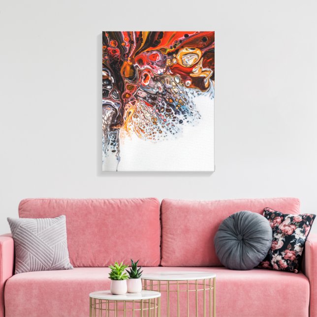 Toile Pixel Art Couleurs brillantes Bleu Rouge Or (Insitu(Salon))