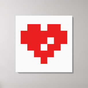 Toile Pixel Coeur 8 bits Amour
