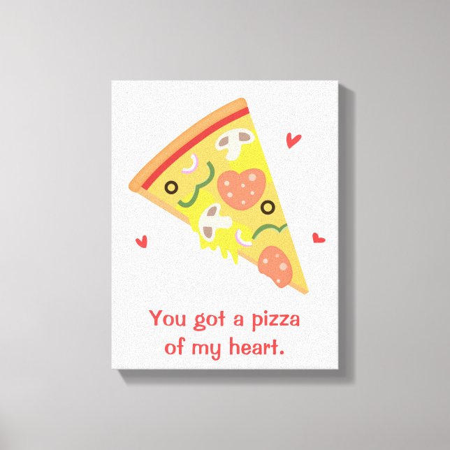 Toile Pizza de mon Cœur, Mignonnes Blagues d'Amour (Recto)