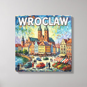 Toile Place de la cathédrale de Wroclaw colorée sur toil