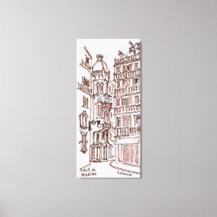 Toile Place de Manises dans la vieille ville Valence,