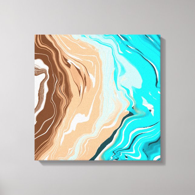 Toile Plage Abstraite Fluid Art (Recto)