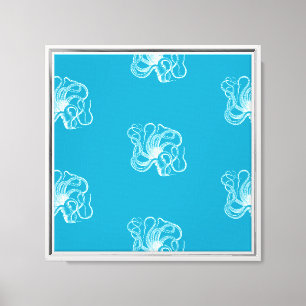 Toile Plage Aqua Bleu Océan Blanc Octopus