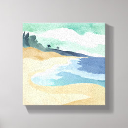 Toile Plage | Aquarelle bleu