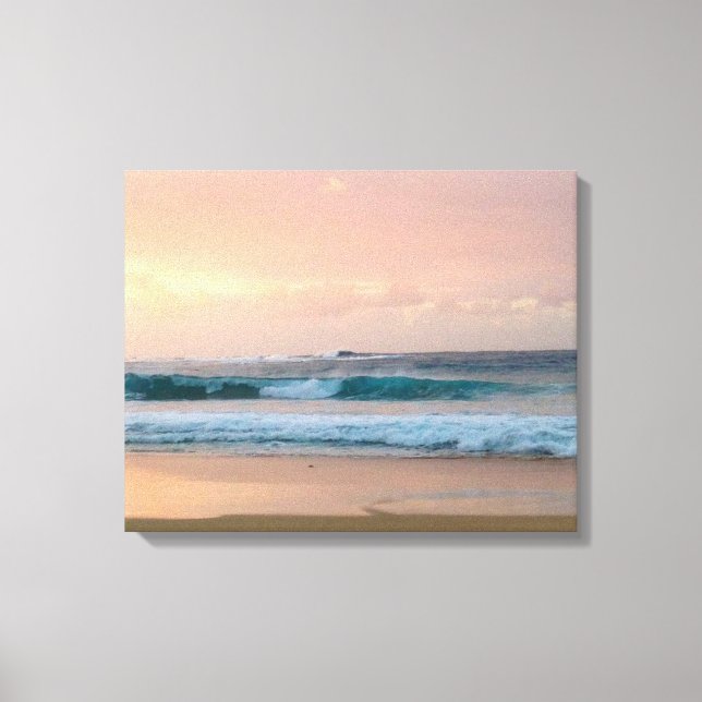 Toile Plage au coucher du soleil avec océan (Recto)