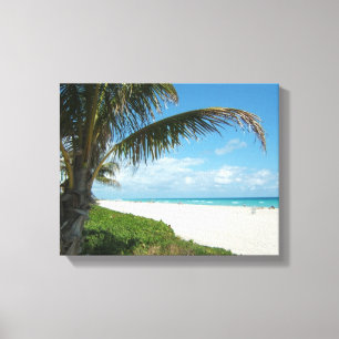 Toile Plage blanche w/Palm de sable