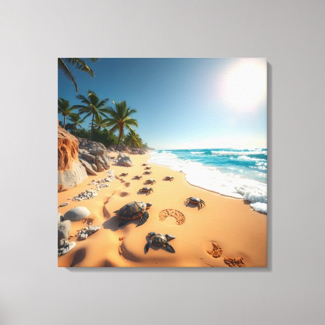 Toile Plage Chic Coquillage Doré Tropical (Recto)