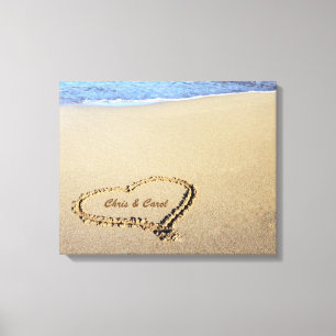 Toile Plage Coeur Imprimer avec des noms personnal