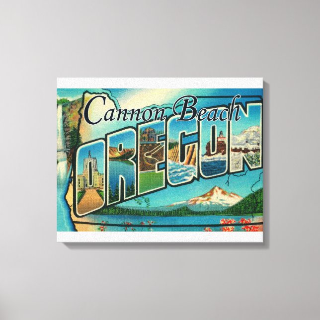 Toile Plage de Cannon, Oregon - Scènes à grandes lettres (Recto)