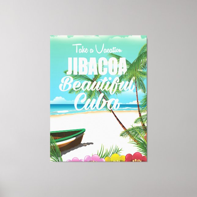 Toile Plage de Jibacoa Cuba affiche de voyage (Recto)