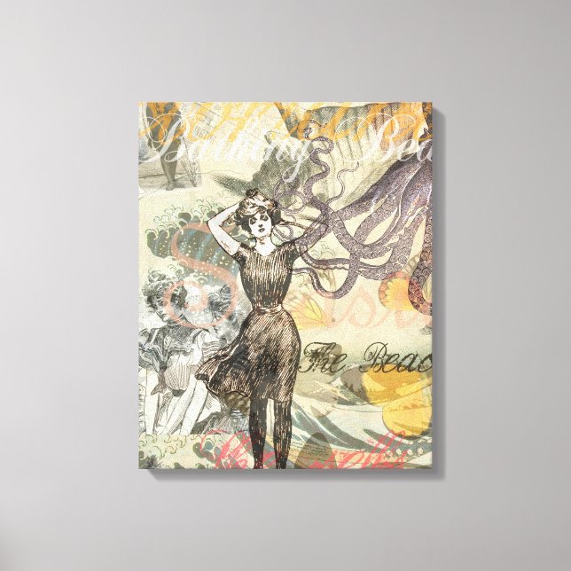 Toile Plage de la Pieuvre Antique Steampunk Côtière (Recto)