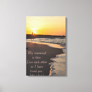Toile Plage De Marche En Couple À Sunrise John 15 12