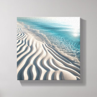 Toile Plage de sable blanc minimaliste ondulée avec cris