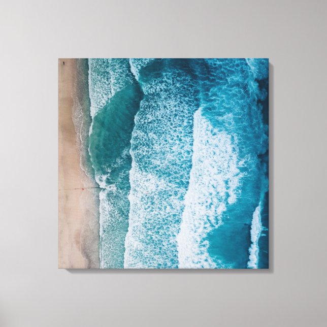 Toile Plage de sable des vagues de l'océan bleu (Recto)