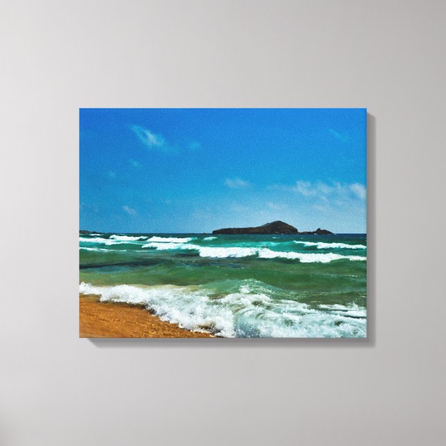 Toile Plage de sable doré Chia, Sardaigne Italie mer agi (Recto)