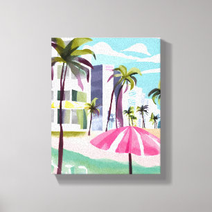 Toile Plage de South Beach Miami Floride Aquarelle