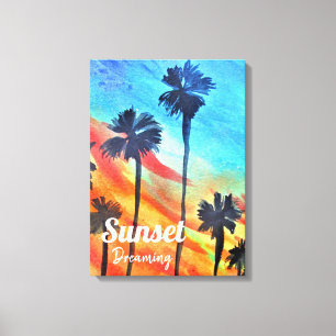 Toile Plage de Sunset Palm Tree art surf