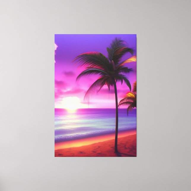 Toile Plage des palmiers des Caraïbes (Recto)