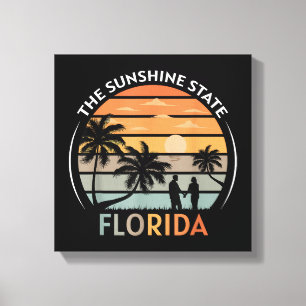 Toile Plage d'été de Floride coucher de soleil Vintage