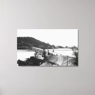 Toile Plage d'or, pont de l'Orégon au-dessus de rivièr