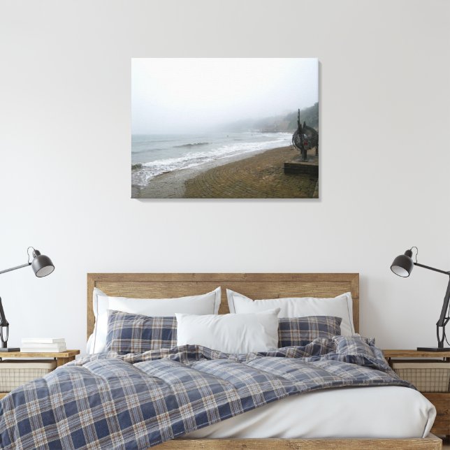 Toile Plage embrumée de Scarborough (Insitu(Chambre))