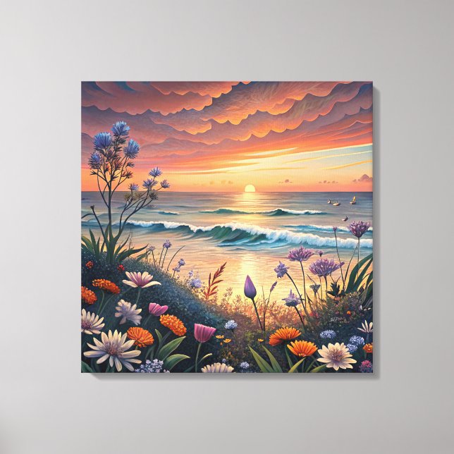 Toile Plage et toiles florales (Recto)