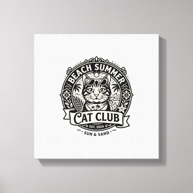 Toile Plage Été Chat Drôle Chat Graphique - Plage Été  (Recto)