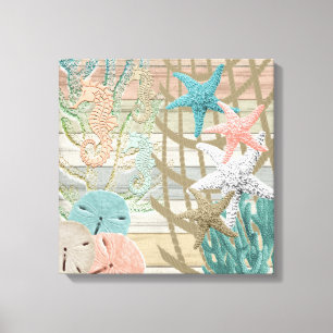 Toile Plage Nautique de Seahorse -Coral