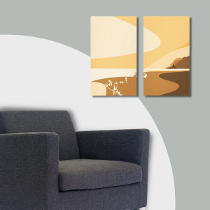 Toile Plage numérique Sunset Orange Canvas de mer Imprim