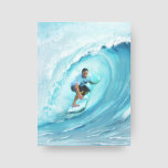 Toile Plage surf Blue Barrel Wave<br><div class="desc">Impression de toile étirée d'un surfeur surfant sur une vague épique de baril. Idéal pour une maison de plage et un décor de maison à thème surf. Art par KL Stock</div>