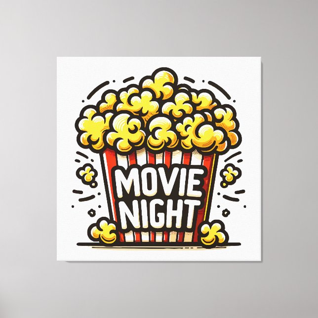 Toile Plaisir de soirée cinéma Popcorn ludique (Recto)